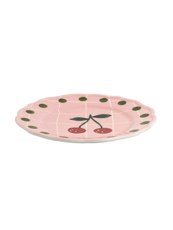 Bitossi Home Quadri Десертная тарелка с декором Pink (вишня), диаметр - 22,5 см, цвет - розовый