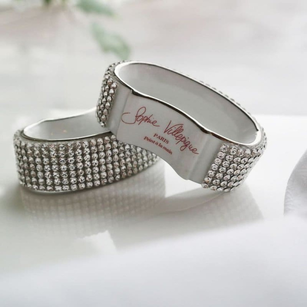 Sophie Villepigue Фарфоровое кольцо для салфетки с кристаллами Swarowski, 7х2х4 см, белый