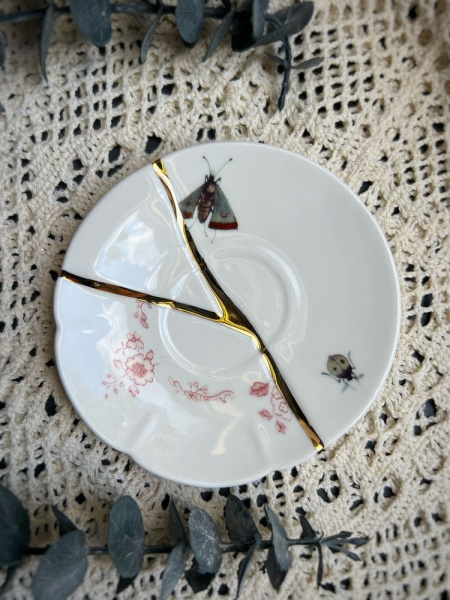 Seletti Kintsugi Фарфоровая кофейная пара для эспрессо, цвет - белый, красный, золотой