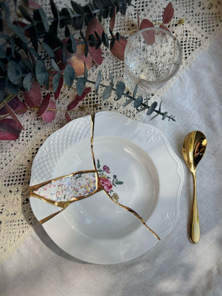 Seletti Kintsugi Тарелка для супа, диаметр - 22 см, цвет - белый, красный, золотой