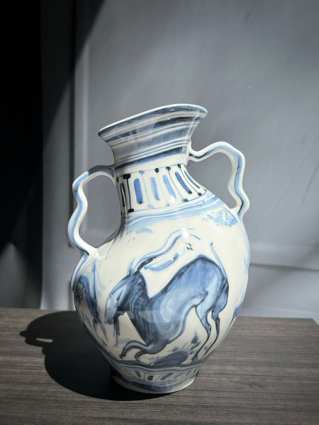 Seletti Classics on Acid Фарфоровая ваза Ibex, размеры: 15,5х15х23 h см, цвет - белый, синий