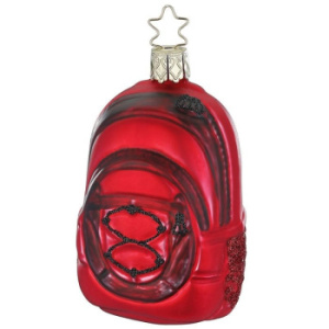 Inge Glas Стеклянная елочная игрушка Рюкзак, размер - 8,5 см, цвет - красный