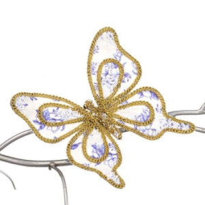 Goodwill Елочная игрушка на прищепке Бабочка с белыми пайетками, размер - 17 см, цвет - белый, синий