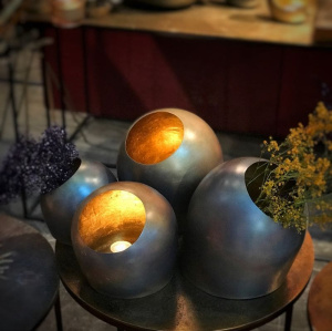 DekoCandle Металлический подсвечник, 20,5х21 см, состаренный серебряный/золотой