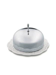 Alessi Dressed Масленка, размеры: 12х12х7,6h см, цвет - белый, полированная сталь