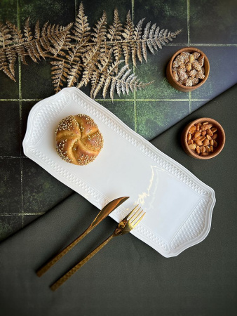 Gien Pont Aux Choux Blanc Прямоугольная тарелка для кекса, размеры: 37,8х15 см, цвет - белый