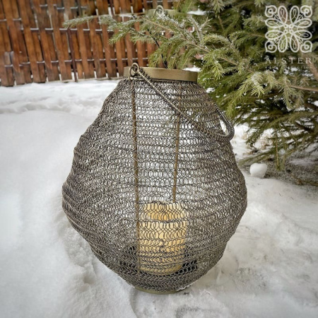 Pomax KIBU Металлический фонарь - подсвечник, 28х30 см, бронзовый