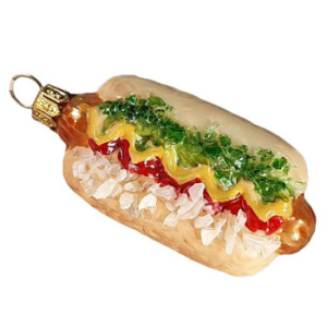 Silverado Стеклянная елочная игрушка Хот Дог, размеры: 3 × 2 × 6 см