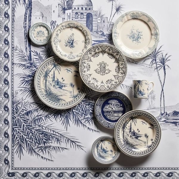 Gien Les Depareillees Обеденная тарелка с рисунком Oiseau (Птичка), диаметр - 28,5 см, белый, синий