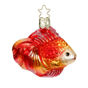 Inge Glas Стеклянная елочная игрушка Золотая рыбка, размер - 7,5 см, цвет - красный