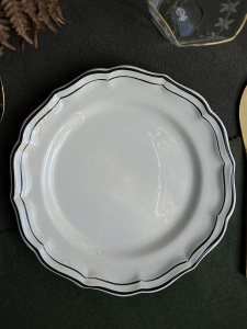 Gien Filet Manganese Десертная тарелка, диаметр - 23,2 см, цвет - белый с черным кантом