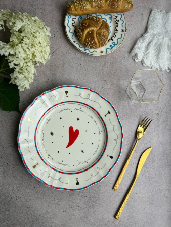 Bitossi Home Passion Fruit Обеденная тарелка с декором Cuore (сердце), диаметр - 26,5 см