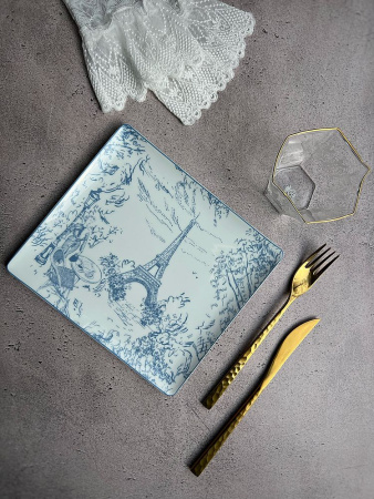 Bernardaud Tout Paris Прямоугольное блюдо, размеры: 21х19 см, цвет - белый, синий