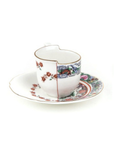 Seletti Hybrid Tamara Фарфоровая кофейная пара для эспрессо, цвет - белый, разноцветный