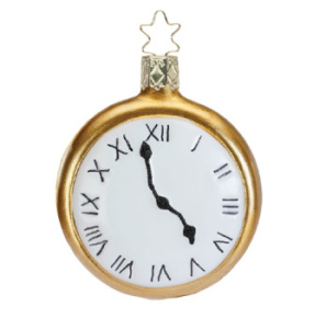 Inge Glas Стеклянная елочная игрушка Часы Безумного Шляпника, размер - 7,5 см