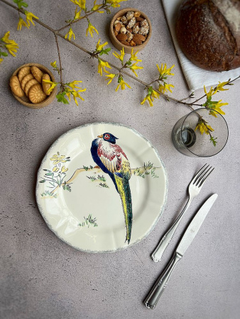 Gien Grands Oiseaux Десертная тарелка с рисунком Faisan Lady Amherst (Фазан Леди), диаметр - 26,3 см