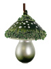ShiShi Стеклянная елочная игрушка Гриб Мухомор с бисером и блестками, высота - 8 см, цвет - зеленый
