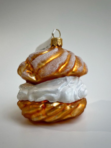 Kruzel Стеклянная елочная игрушка ручной работы Пирожное с кремом - 8 см