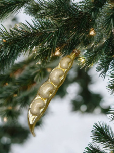 Kruzel Стеклянная елочная игрушка ручной работы Фасоль - 11.4 см