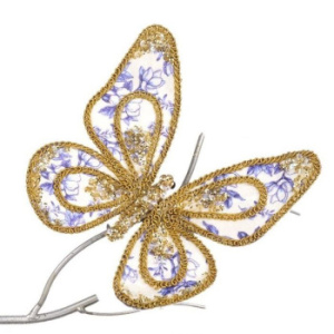 Goodwill Елочная игрушка на прищепке Бабочка с золотыми пайетками на крыльях, размер - 17 см, цвет -