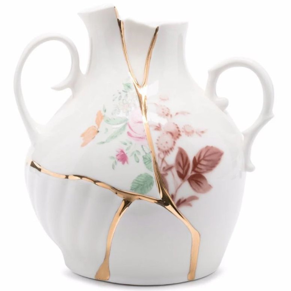 Seletti Kintsugi Декоративная фарфоровая ваза, размеры: 18х16х19 см, цвет - белый