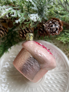 Inge Glas Стеклянная елочная игрушка Малиновый маффин, размер - 7 см