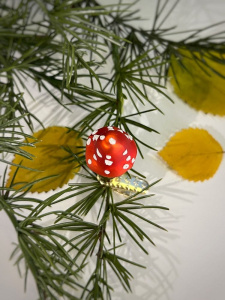 Inge Glas Стеклянная елочная игрушка на прищепке Мини - мухомор, размер - 5,5 см