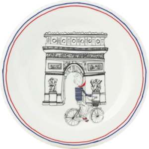 Gien Ca C'est Paris Тарелка для канапе с рисунком Arc de Triomphe noir, диаметр - 16,5 см, белый