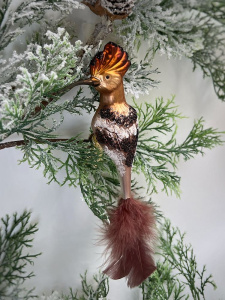 Inge Glas Стеклянная елочная игрушка Удод, размер - 11 см