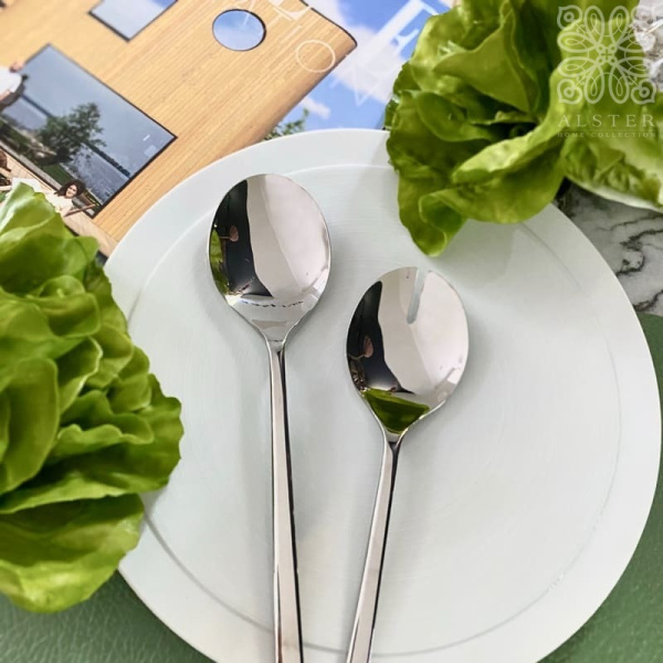 Degrenne Fuse Mirror Набор из 2 сервировочных ложек для салата, 26 см, цвет - хром