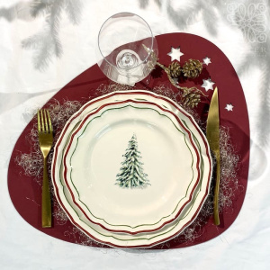 Gien Filet Noel Десертная тарелка, диаметр - 23,2 см, цвет - белый, зеленый, красный