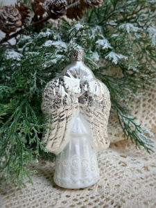 Inge Glas Стеклянная елочная игрушка Ангел с кристаллами Swarowski, размер - 13 см