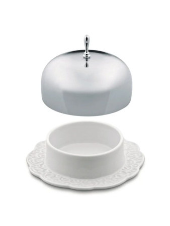 Alessi Dressed Масленка, размеры: 12х12х7,6h см, цвет - белый, полированная сталь