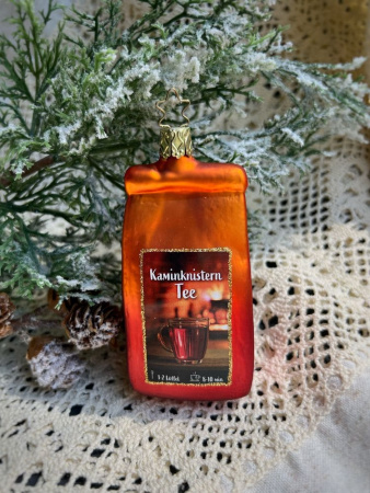 Inge Glas Стеклянная елочная игрушка Пачка чая, размер - 11 см