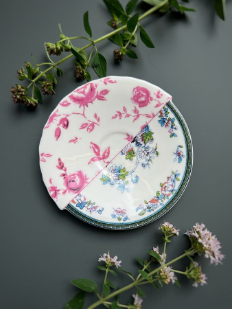 Seletti Hybrid Leonia Фарфоровая кофейная пара для эспрессо, цвет - белый, синий, розовый