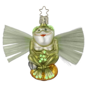 Inge Glas Стеклянная елочная игрушка Волшебная лягушка, размер - 9 см