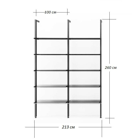 Fiam Remind Стеллаж со стеклянными полками, размеры: 213 х 40 х 260h см, цвет - бронзовый