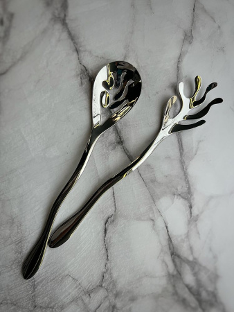 Alessi Mediterraneo Набор из 2 сервировочных ложек для салата, длина - 27,5 см, нержавеющая сталь