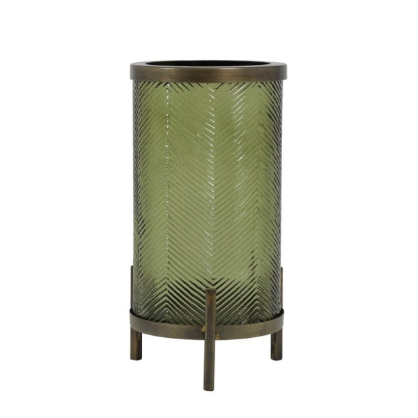Light&Living Tibor Стеклянный подсвечник, 15,5х31,5 см, зеленый/бронзовый