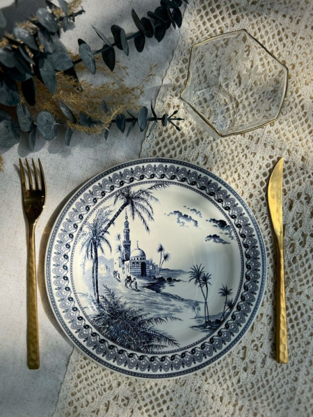 Gien Les Depareillees Десертная тарелка с рисунком Vues d’Orient (Вид на Восток), диаметр - 22 см