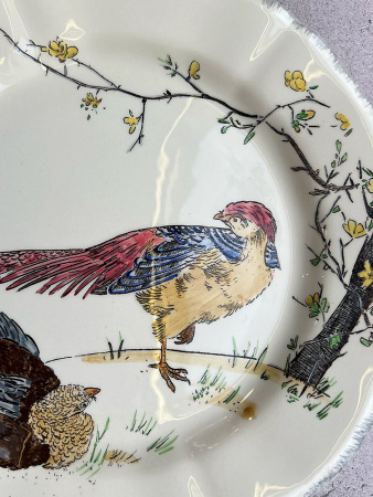 Gien Grands Oiseaux Обеденная тарелка с рисунком Faisans Dorés (Золотые фазаны), диаметр - 26,3 см