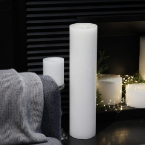 DekoCandle Декоративная круглая свеча с 3-мя фитилями, размер - 15х15х65h см, белый