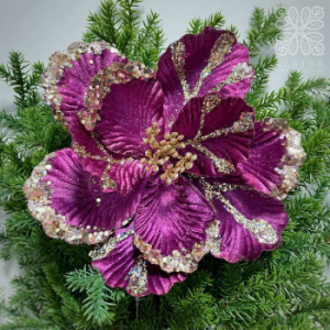 Goodwill Елочная игрушка на прищепке "Магнолия", 22 см, бордовый, розовый