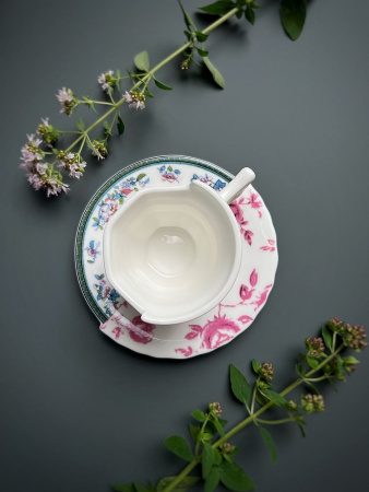 Seletti Hybrid Leonia Фарфоровая кофейная пара для эспрессо, цвет - белый, синий, розовый