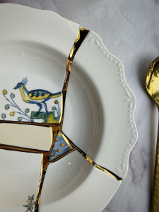 Seletti Kintsugi Тарелка для супа, диаметр - 22 см, цвет - белый, зеленый