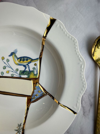 Seletti Kintsugi Тарелка для супа, диаметр - 22 см, цвет - белый, зеленый