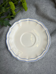 Gien Filet Bleu Monogramme Чайная пара с буквой В, объем - 450 мл, цвет - белый, синий