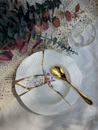 Seletti Kintsugi Тарелка для супа, диаметр - 22 см, цвет - белый, красный, золотой