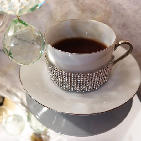 Sophie Villepigue Чайная пара с кристаллами Swarowski, 160 мл, белый