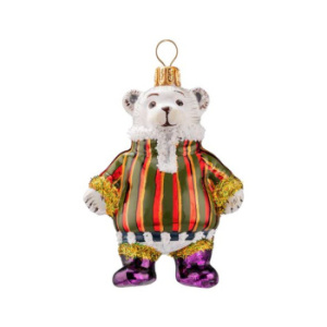 Mysteria Стеклянная елочная игрушка Плюшевый медвежонок, размеры: 6,5х3,5х9,5h см